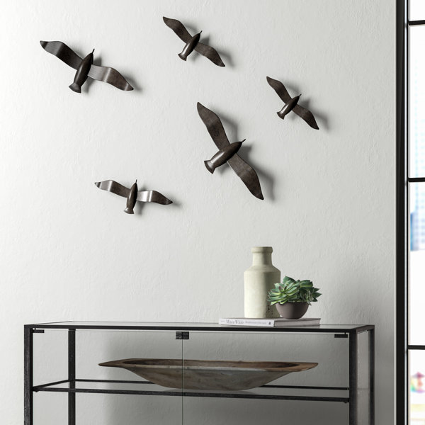 AllModern 5 Piece Brushed Metal Flying Birds Wall Décor